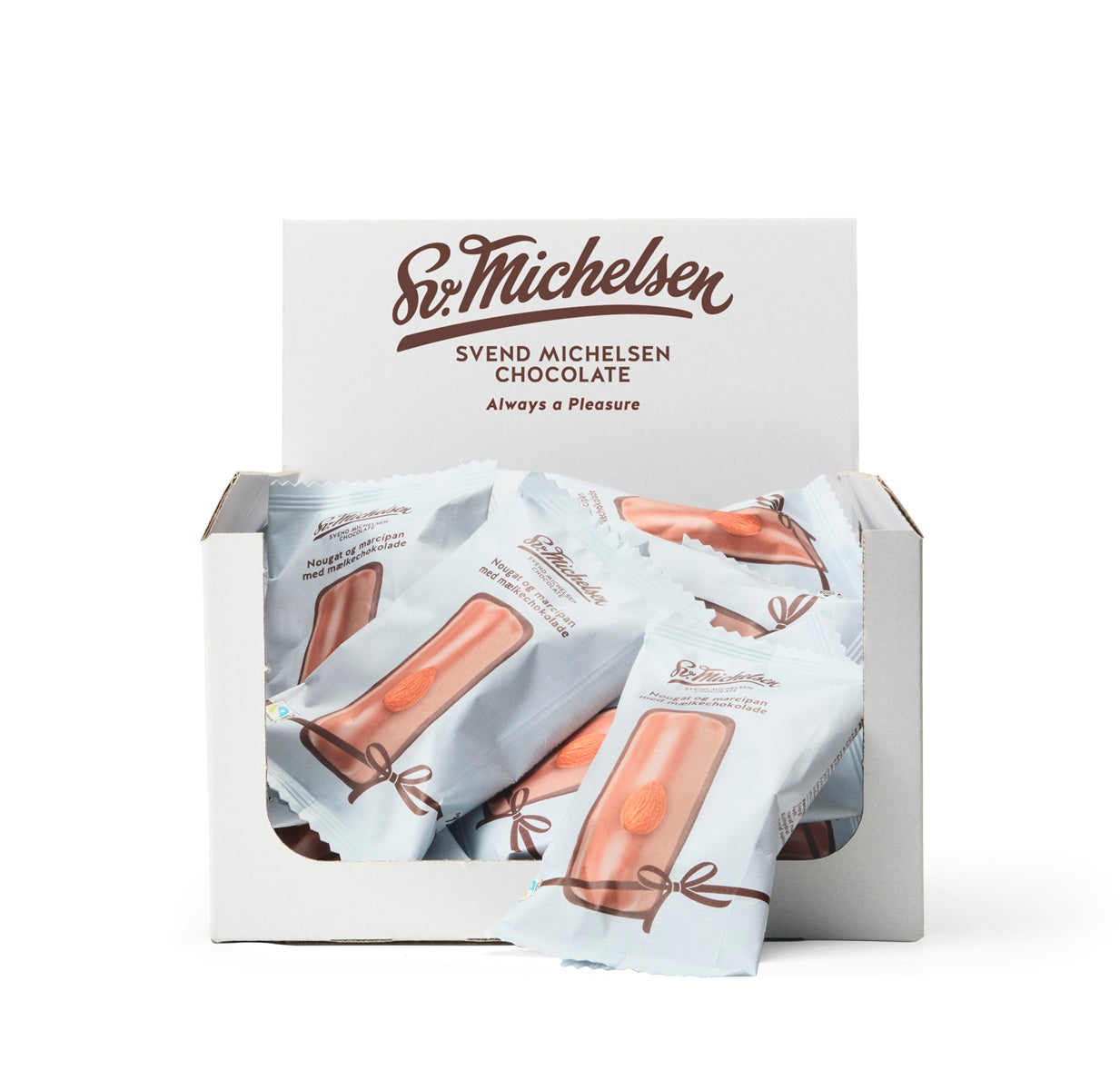 Nougatmarsipan med ljus choklad petit four - ask - 600g - 24 st
