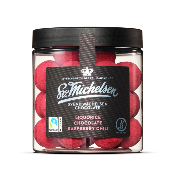 Lakrits med vit choklad, hallon och chili