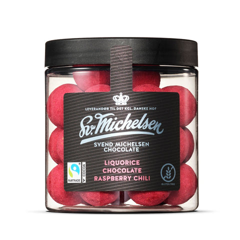 Lakrits med vit choklad, hallon och chili